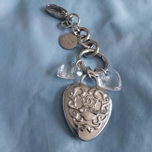 Kathy Van Zeeland Silvertone Heart Purse Pocketbook Charm Keychain